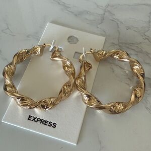 Express Elegant Gold Braided Hoop Earrings